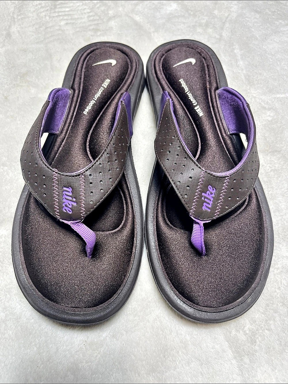 Nike Comfort Footbed Thong Sandals Black & Purple US 10 Women’s